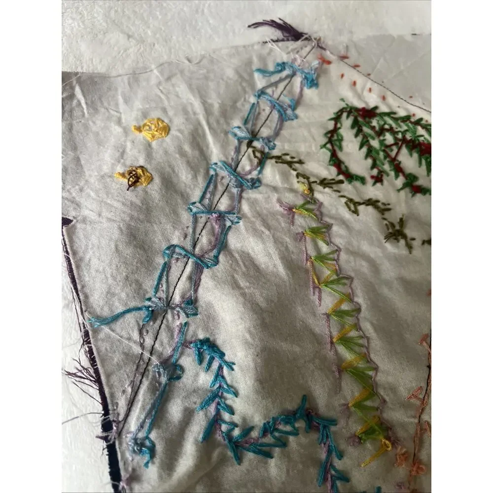Antique Victorian Style Crazy Quilt Block 16” Silk Velvet Hand Embroidery Beaded